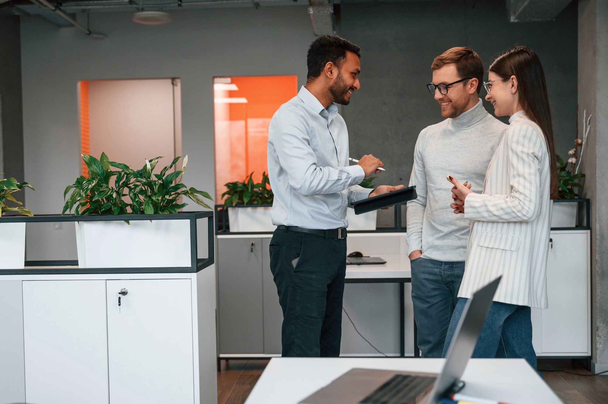 Financial questions. Couple are in the office, getting consulted by a manager